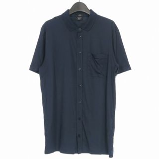 ヒューゴボス(HUGO BOSS)のヒューゴボス HUGO BOSS スリムフィットシャツ 半袖 L ネイビー(シャツ)