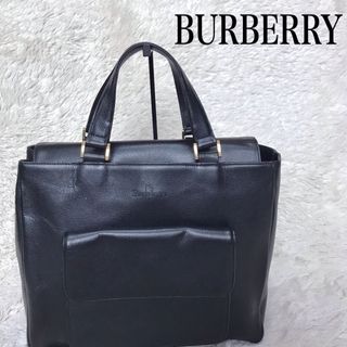 BURBERRY - Burberrys オールレザー ハンドバッグ ノバチェック ブラック ロゴ