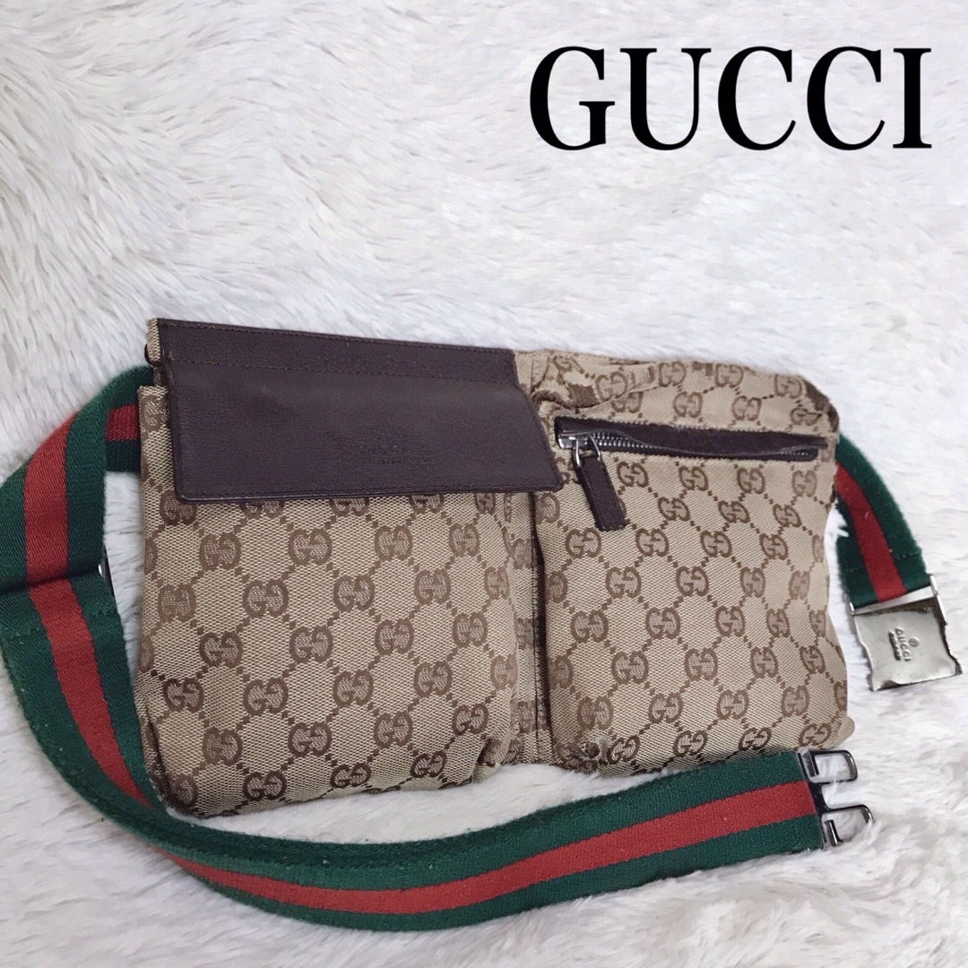 Gucci(グッチ)のGUCCI グッチ シェリーライン GG柄 ウエストポーチ ボディバッグ 総柄 レディースのバッグ(ボディバッグ/ウエストポーチ)の商品写真