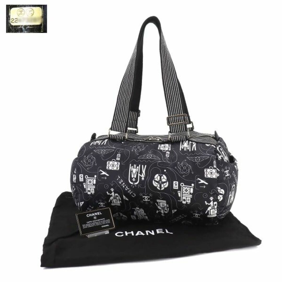 CHANEL(シャネル)の新品同様 シャネル CHANEL エアライン ボストン バッグ ナイロン キャンバス ブラック ホワイト VLP 90212126 レディースのバッグ(ボストンバッグ)の商品写真