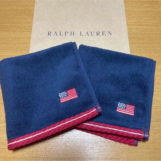 ラルフローレン(Ralph Lauren)の新品未使用　ラルフローレン　ハンドタオル　国旗　ネイビー(ハンカチ/ポケットチーフ)