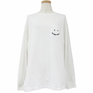 PS Paul Smith ピーエスポールスミス カットソー Tシャツ ホワイト 白 2L ロンT Happy スマイル ポケット クルーネック ワンポイント コットン 綿 長袖 トップス プルオーバー シンプル カジュアル  【レディース】【中古】(Tシャツ(長袖/七分))