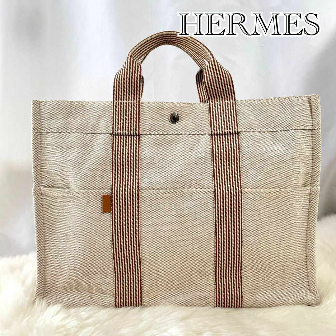 Hermes(エルメス)のエルメス　ニューフールトゥMM トートバッグ　ブラウン系　角スレなし　477 レディースのバッグ(トートバッグ)の商品写真