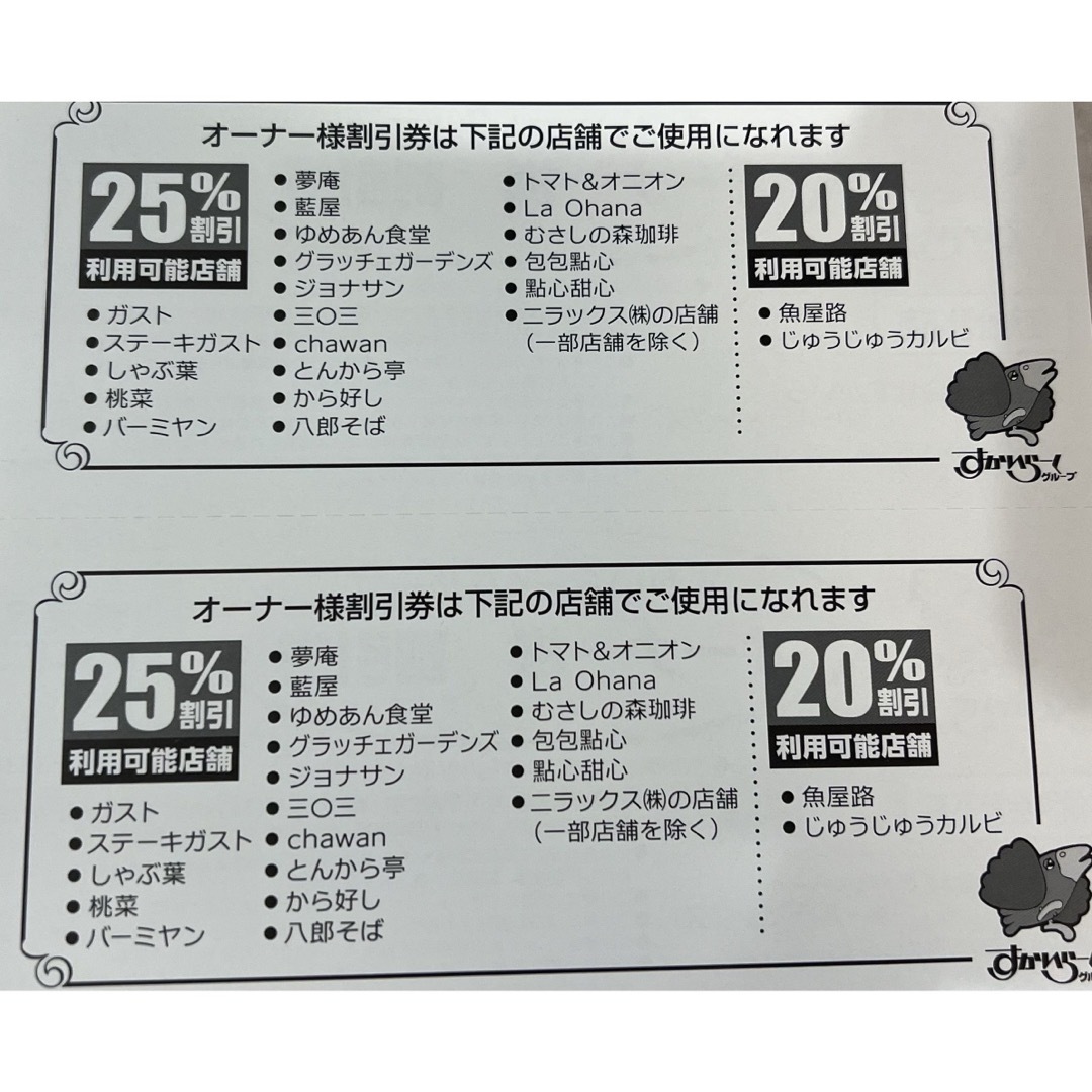 すかいらーく(スカイラーク)の【匿名配送】◯すかいらーく25%割引券◯3枚◯期限 2024/8/31 チケットの優待券/割引券(レストラン/食事券)の商品写真