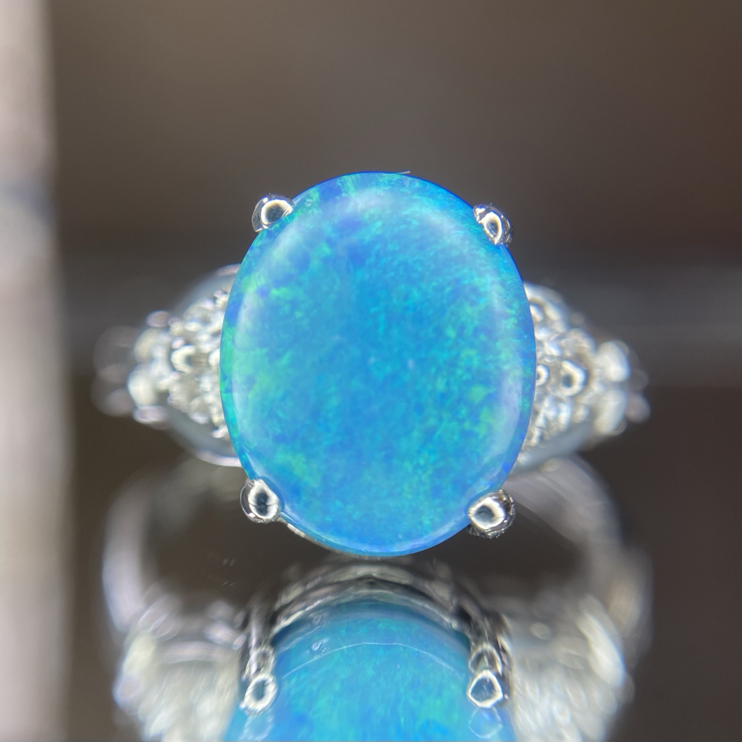 『専用です』天然無処理ブラックオパール ダイヤモンド 計2.158ct レディースのアクセサリー(リング(指輪))の商品写真