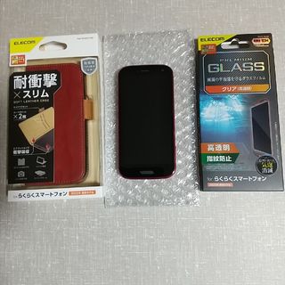 美品 らくらくスマートフォン F-52B ピンク 新品ケース、新品ガラスフィルム(スマートフォン本体)