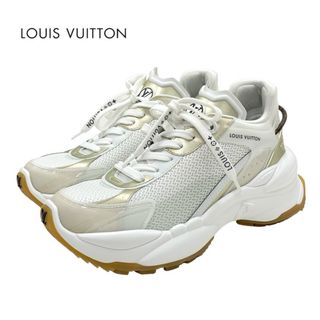 ルイヴィトン(LOUIS VUITTON)のルイヴィトン LOUIS VUITTON ラン55ライン スニーカー 靴 シューズ ファブリック レザー ホワイト ゴールド 未使用 ロゴ モノグラム(スニーカー)