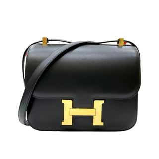 エルメス(Hermes)の　エルメス HERMES コンスタンス3 24 Ｄ刻印 ブラック ゴールド金具 ボックスカーフ レディース ショルダーバッグ(ショルダーバッグ)