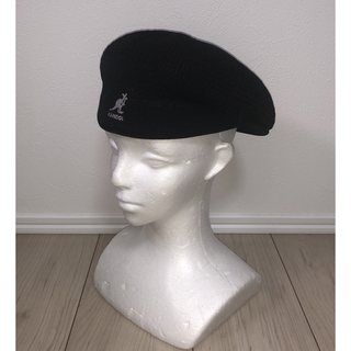 カンゴール(KANGOL)のM 美品 KANGOL ハンチングキャップ ブラック 黒 カンゴール ベレー帽(ハンチング/ベレー帽)