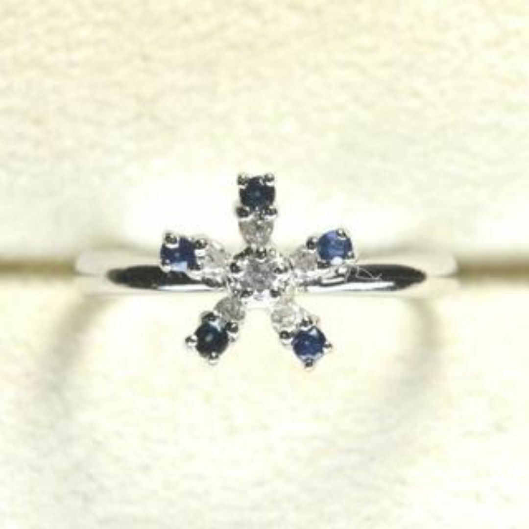 K18WG　ダイヤ　サファイア　指輪 レディースのアクセサリー(リング(指輪))の商品写真