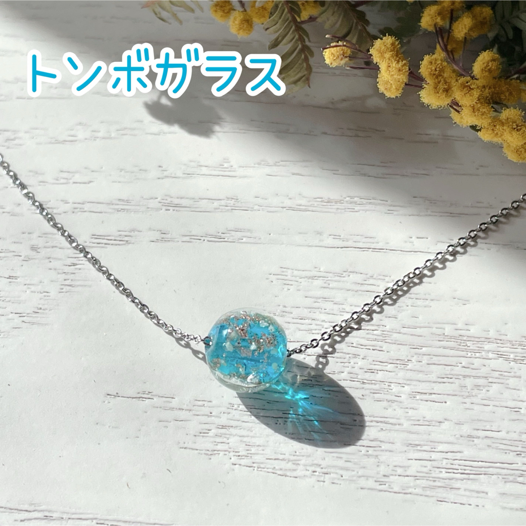 とんぼ玉ネックレス*ステンレスネックレス*サージカル とんぼ玉ネックレス*ステンレスネックレス*サージカル