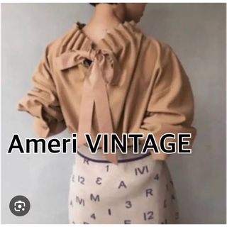 アメリヴィンテージ(Ameri VINTAGE)のAmeriアメリヴィンテージ　バックリボンカラーブラウス★キャメル(カットソー(長袖/七分))