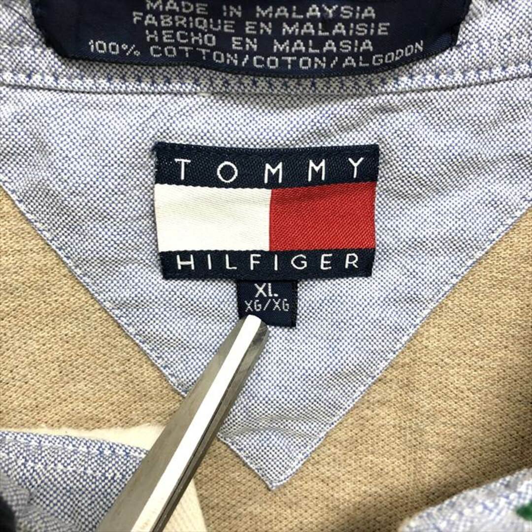 TOMMY HILFIGER(トミーヒルフィガー)の90s 古着 トミーヒルフィガー ポロシャツ 刺繍 ゆるダボ フラッグロゴ XL メンズのトップス(ポロシャツ)の商品写真