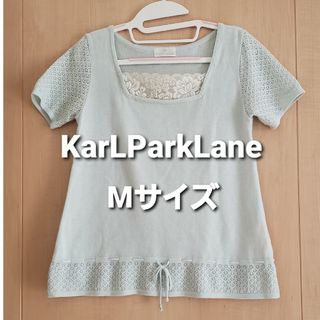 カールパークレーン(KarL Park Lane)のM カールパークレーン KarLParkLane 半袖 ニット 水色(Tシャツ/カットソー(半袖/袖なし))