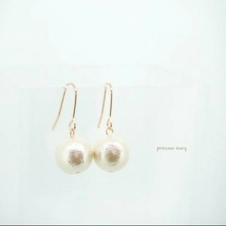 ピンクゴールド》10mm♡一粒コットンパールピアス(キスカ)(ピアス)