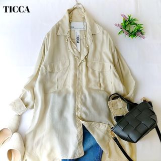 TICCA - ティッカ　サファリシャツ　長袖シャツ　羽織　リボンベルト　Ｆ　ゆったり　ロング丈