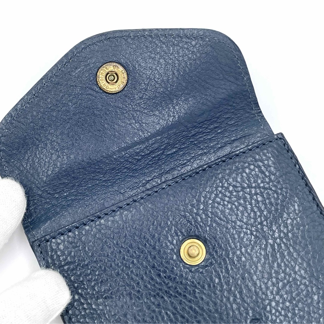 IL BISONTE(イルビゾンテ)の大人かわいい美品✨イルビゾンテ　二つ折り財布　がま口　シボ革　ネイビー レディースのファッション小物(財布)の商品写真