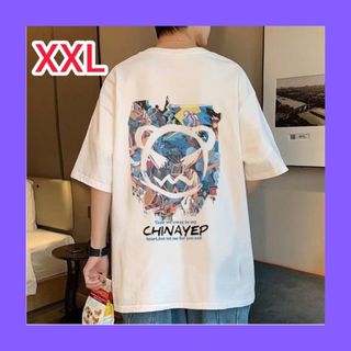 Tシャツ メンズ 半袖 白 XXL バックプリント カジュアル(Tシャツ/カットソー(半袖/袖なし))