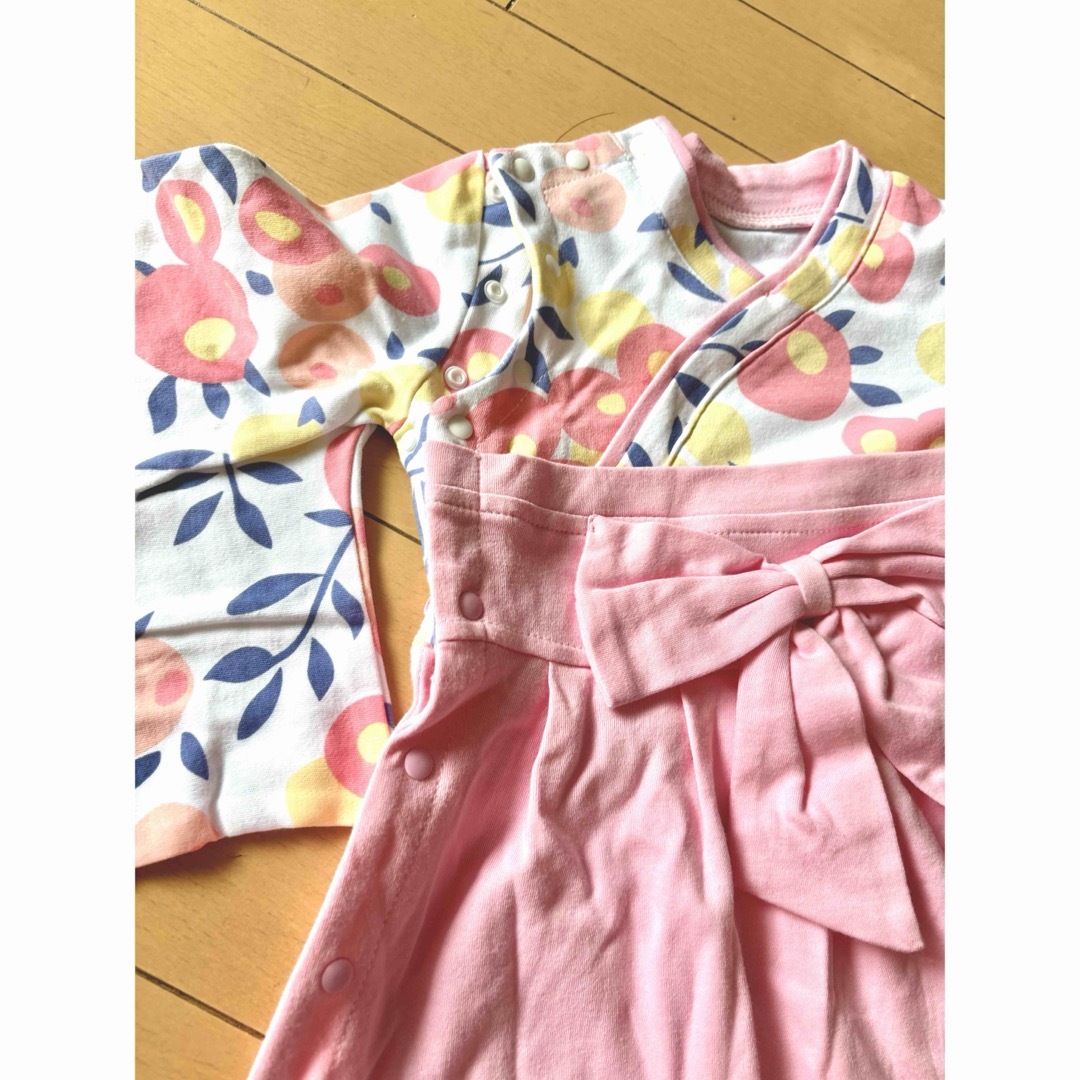 女の子　袴ロンパース　和服　着物　80サイズ キッズ/ベビー/マタニティのベビー服(~85cm)(和服/着物)の商品写真