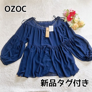 OZOC - 新品タグ付き オゾック ブラウス シフォン シースルー レースアップ 長袖 