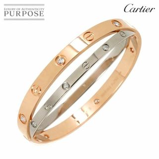 カルティエ(Cartier)のカルティエ Cartier ラブ ブレス 12P ダイヤ #16 K18 PG WG 750 ブレスレット バングル VLP 90227712(ブレスレット/バングル)