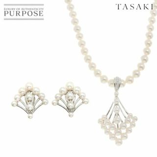 タサキ(TASAKI)のタサキ TASAKI アコヤ真珠 7.3-5.5mm Diamond 0.11ct ネックレス 42cm イヤリング 2点セット SV K14 WG 田崎真珠 パール VLP 90229303(ネックレス)