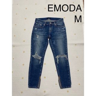 EMODA - 【EMODA】クラッシュテーパードデニムパンツ インディゴブルー