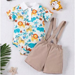 シーイン(SHEIN)の【新品未使用】ベビー 服 ロンパース ボディースーツ 恐竜(ロンパース)