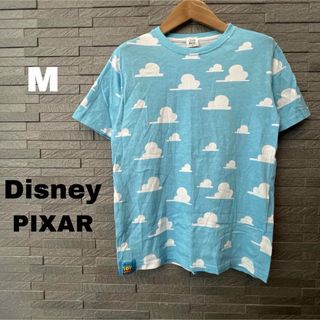 ディズニー(Disney)のDisney トイストーリー Tシャツ 半袖 雲柄 アンディの部屋の壁紙　M 青(Tシャツ(半袖/袖なし))