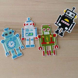 アイロンワッペン かわいいロボット ４枚セット(各種パーツ)