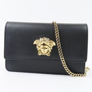 ヴェルサーチ(VERSACE)の新品同様美品 VERSACE ヴェルサーチ チェーンショルダーバッグ チェーンウォレット 財布 メデューサ ショルダーバッグ レザー ブラック レディース【中古】(ショルダーバッグ)