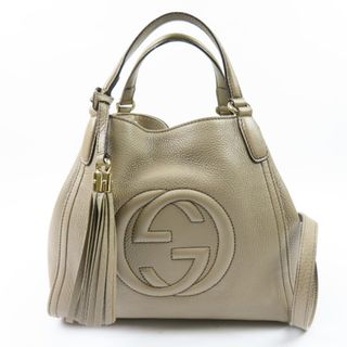 グッチ(Gucci)の綺麗 GUCCI グッチ ソーホー タッセル インターロッキングG 2WAY ショルダーバッグ ハンドバッグ レザー グレー レディース【中古】(ハンドバッグ)