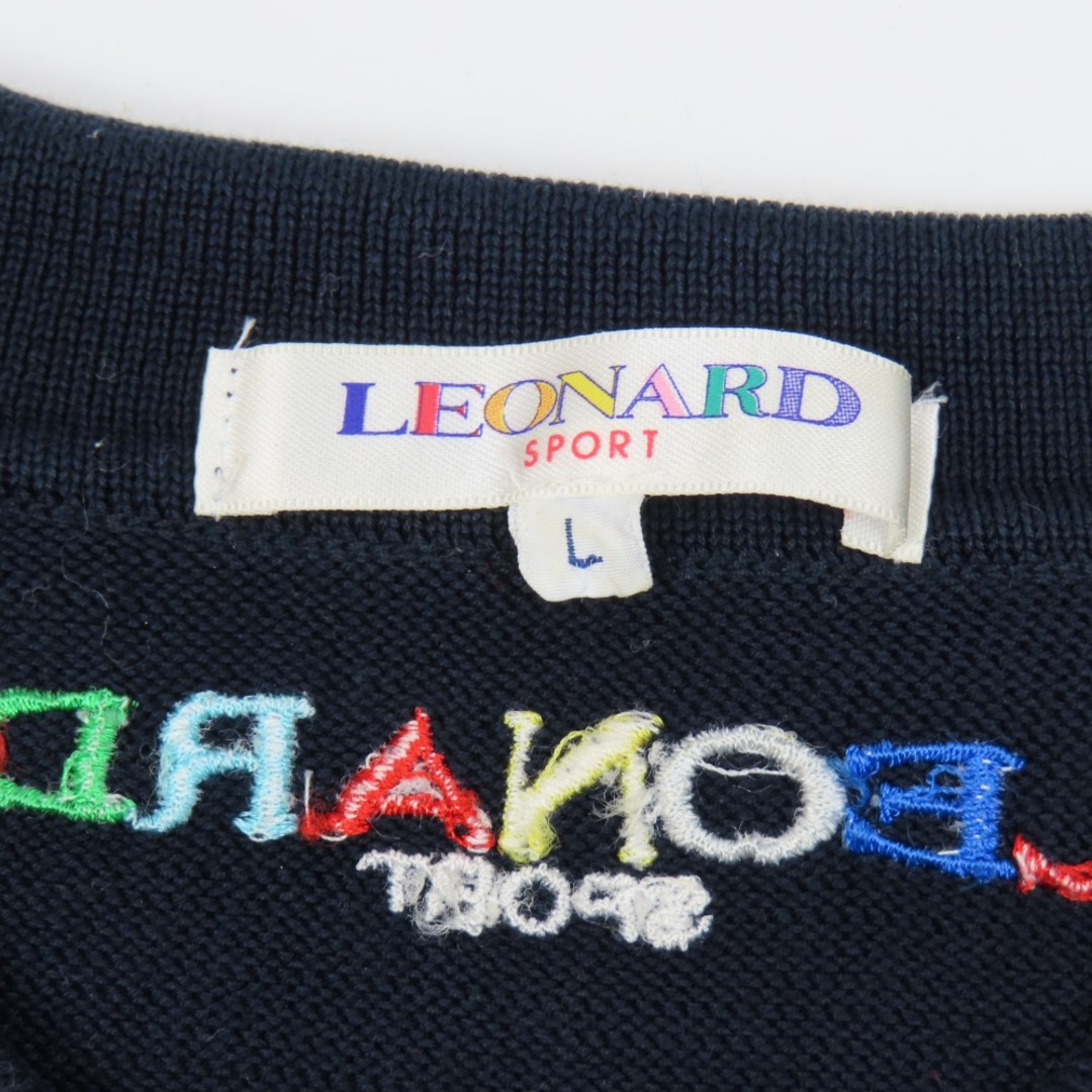 LEONARD(レオナール)の極美品 LEONARD レオナール トップス 服 襟付き 花 フラワー 豪華 コットン100% L 日本製 ニット コットン ネイビー レディース【中古】 レディースのトップス(ニット/セーター)の商品写真