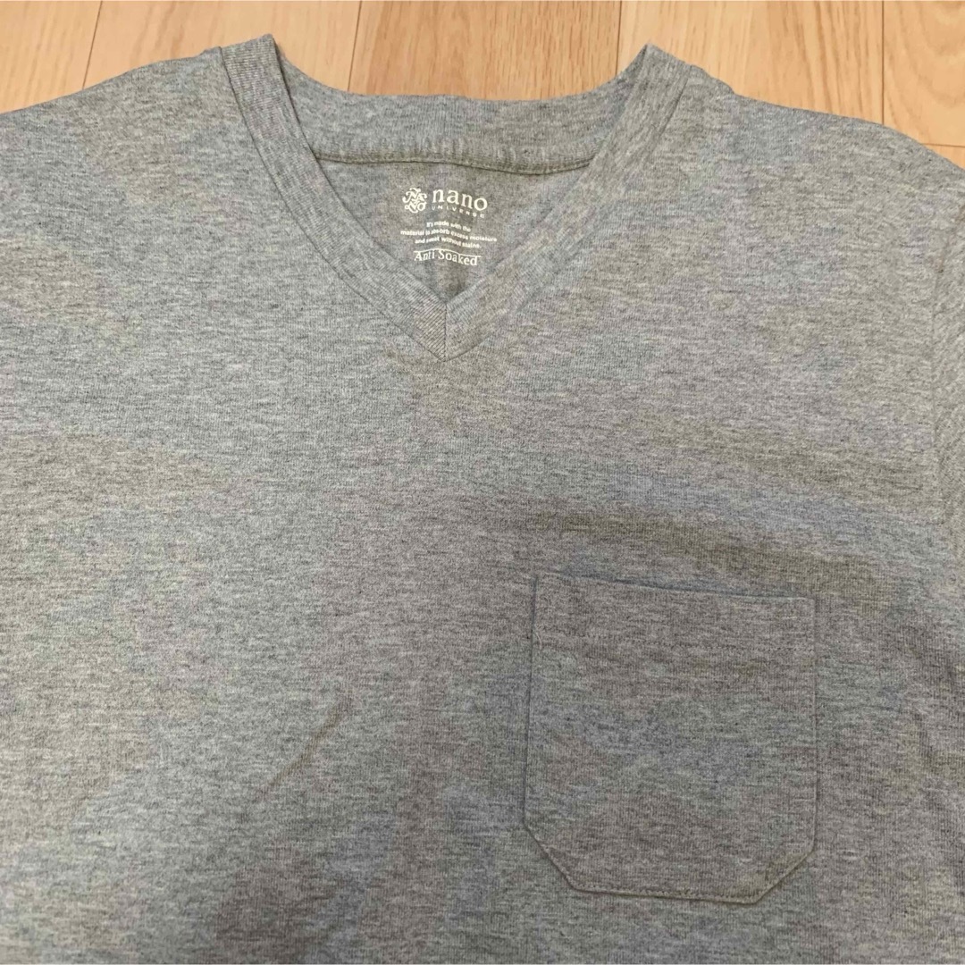 nano・universe(ナノユニバース)のナノユニバース　VネックTシャツ　グレーM メンズのトップス(Tシャツ/カットソー(半袖/袖なし))の商品写真