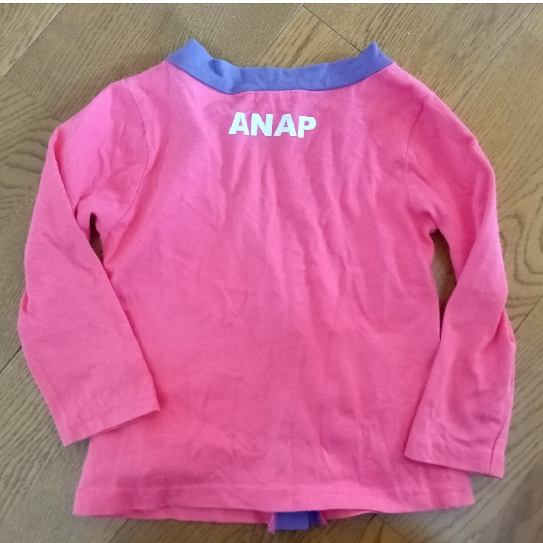 ANAP Kids(アナップキッズ)のANAP KIDS ピンク✕紫 カーディガン 100 キッズ/ベビー/マタニティのキッズ服女の子用(90cm~)(カーディガン)の商品写真