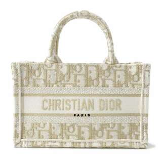 ディオール(Dior)のディオール ハンドバッグ ブックトート ミニ オブリーク S5573CTQR_M981 2wayショルダー トロッター 白(ハンドバッグ)
