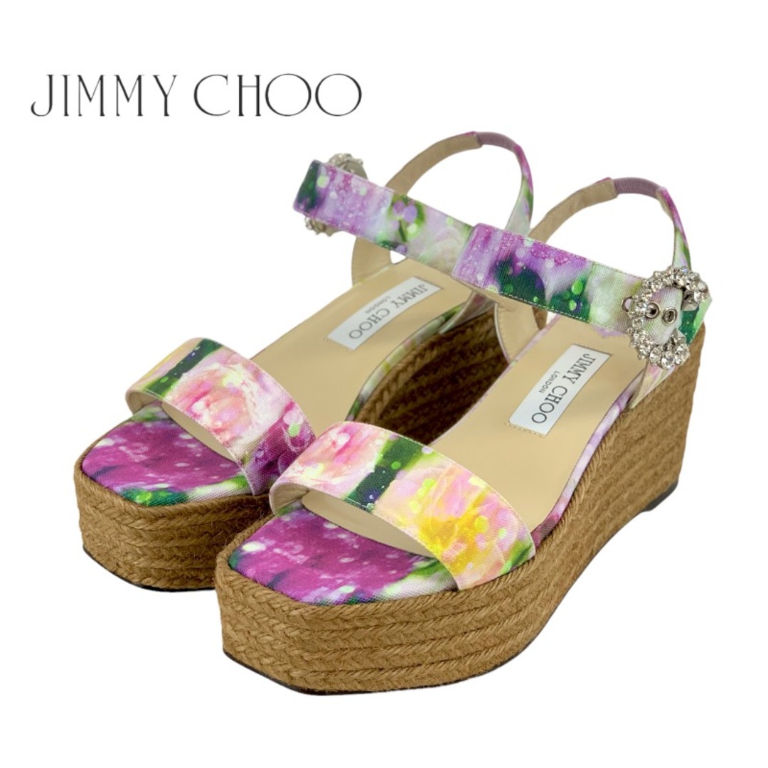 JIMMY CHOO(ジミーチュウ)のジミーチュウ JIMMY CHOO サンダル 靴 シューズ キャンバス マルチカラー 未使用 ウェッジソール エスパドリーユ ビジュー レディースの靴/シューズ(サンダル)の商品写真