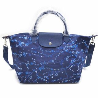 ロンシャン(LONGCHAMP)の未使用 ロンシャン バッグ LONGCHANP キャンバス ル・プリアージュ 2WAY ショルダー ハンドバッグ フラワー ネイビー OJ10384(ショルダーバッグ)