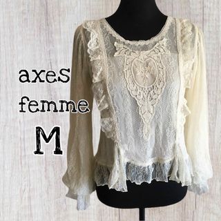 axes femmeトップス エンブロイダリー総レース Mサイズ / USED