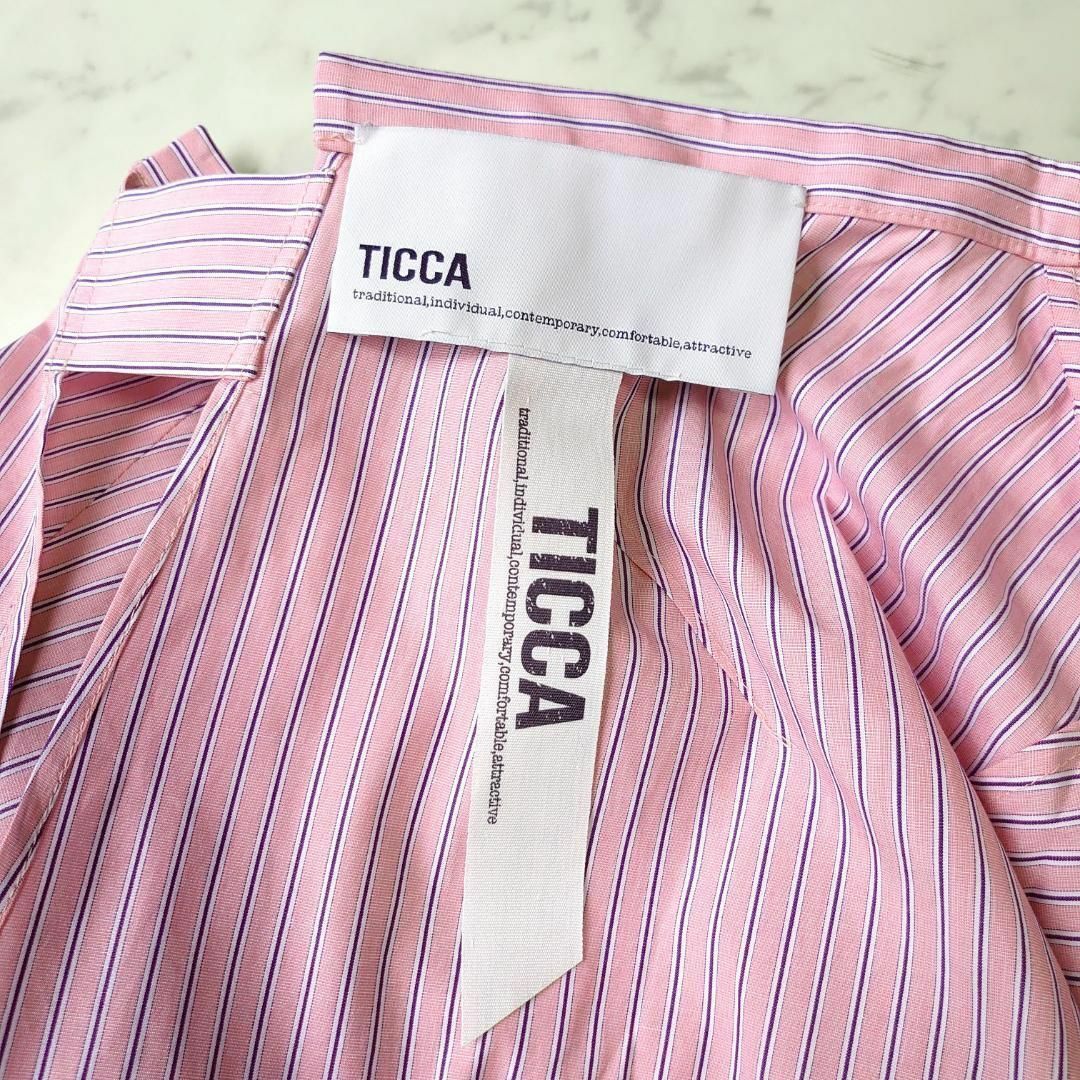 TICCA(ティッカ)の美品♪ TICCA ストライプ パフスリーブ ボートネック ワイド トップス F レディースのトップス(シャツ/ブラウス(半袖/袖なし))の商品写真