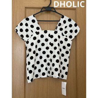 ディーホリック(dholic)の【新品未使用】DHOLIC ディーホリック　ドットスクエアネックブラウス(シャツ/ブラウス(半袖/袖なし))