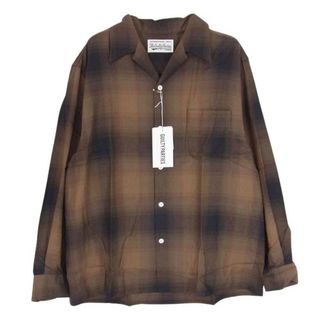 ワコマリア(WACKO MARIA)のWACKO MARIA ワコマリア 23AW 23FWE-WMS-OC01 OMBRE CHECK OPEN COLLAR SHIRT オンブレ チェック オープンカラー シャツ チェック ブラウン系 M【新古品】【未使用】【中古】(シャツ)