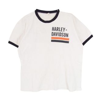 Champion - Champion チャンピオン Vintage ヴィンテージ 60s プロダクツタグ PRODUCTS INC RN26094 HARLEY DAVIDSON 両面 染み込みプリント リンガーネック 半袖 クルーネック Tシャツ ホワイト系 L【中古】