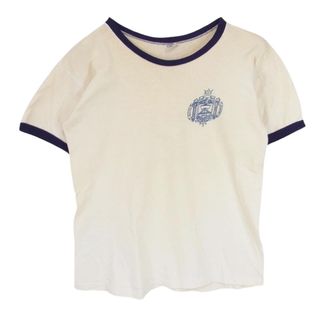 チャンピオン(Champion)のChampion チャンピオン Vintage ヴィンテージ 70s バータグ後期 USNA 米海軍兵学校 プリント リンガー 半袖 Tシャツ オフホワイト系 M【中古】(シャツ)