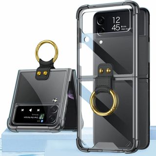 Galaxy Z Flip4 5G ケース リング付き クリアブラック 適用 S(その他)