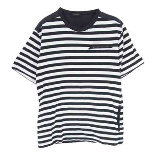 UNDERCOVER アンダーカバー 14SS M4814 GODOG期 ジーザスアンドメリー ジザメリ ボーダー ヨークサテン切替ボーダー 半袖 Tシャツ ブラック系 3【中古】