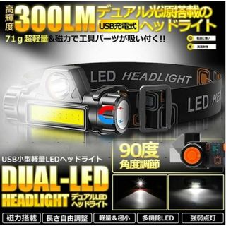 高輝度LED　充電式ヘッドライト　アウトドアにも！(ライト/ランタン)