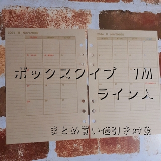 【A5リフィル】ボックスタイプ1Mライン入(ルーズリーフ/システム手帳)(カレンダー/スケジュール)