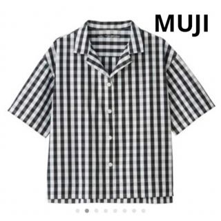 MUJI (無印良品) - MUJI ブロードギンガムチェック半袖開襟シャツM〜L