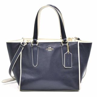 コーチ(COACH)のコーチ バッグ COACH レザー 2WAY ハンドバッグ ミニ クロスビー キャリーオール ネイビーxオフホワイト 35324 OJ10364(トートバッグ)